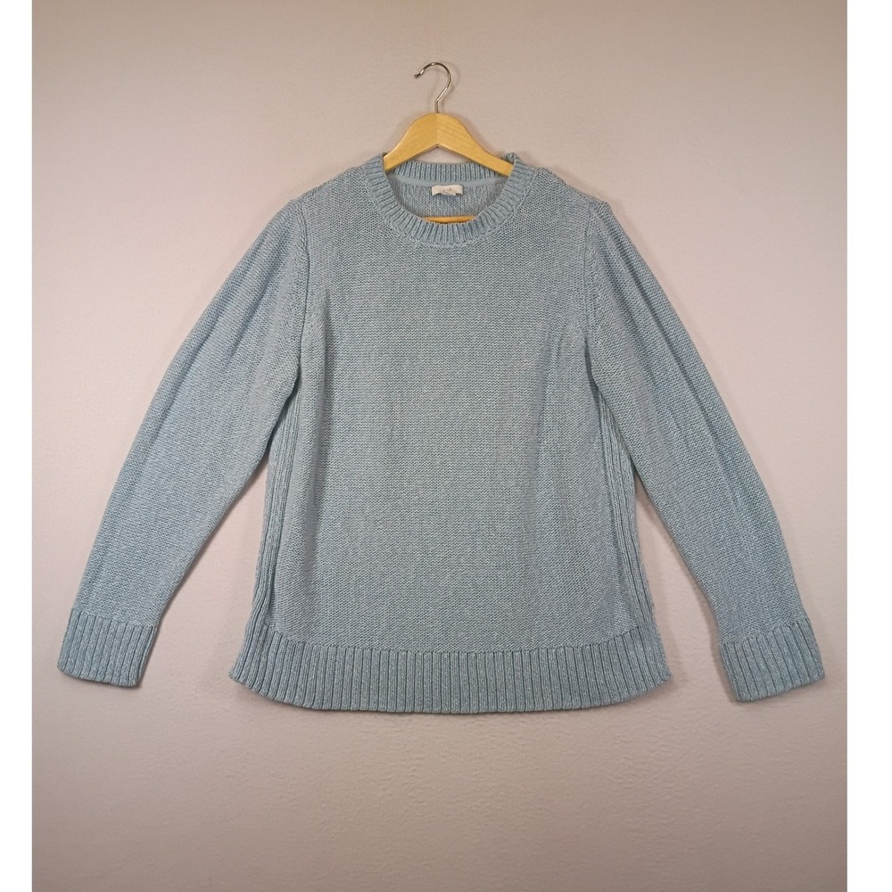Coastal Grandma J Jill Womens Medium Blue Textured Cotton Blend Pullover Sweater